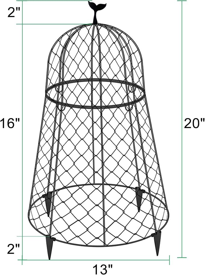 (6 Packs) 13" D x 20" H Garden Cloches for Plants, Chicken Wire Cloche, Plant Cloche and Cage, Wire Plant Protector, Protection for Your Plants and Seedlings - Black