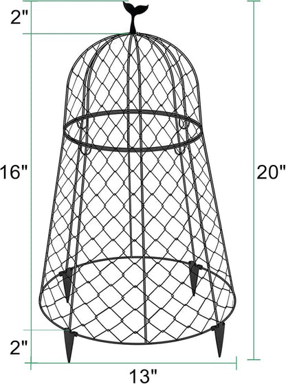 (6 Packs) 13" D x 20" H Garden Cloches for Plants, Chicken Wire Cloche, Plant Cloche and Cage, Wire Plant Protector, Protection for Your Plants and Seedlings - Black