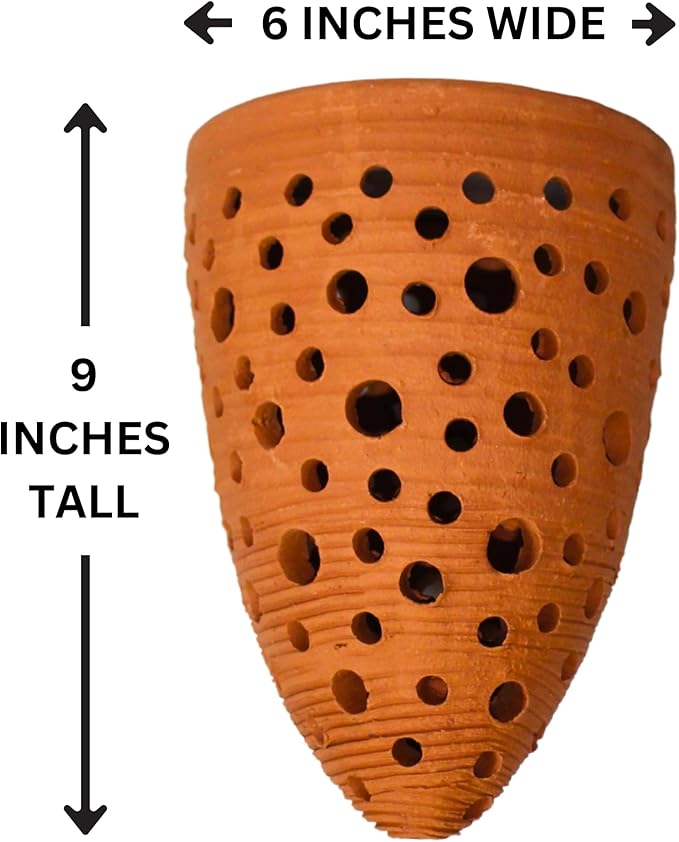 2 Terracotta Rocket Shaped Orchid Pots with Holes for Small Plants, Hanging Clay Orchid Planters for Outdoors