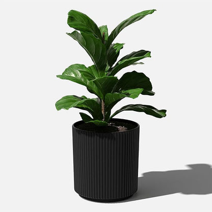 Veradek Mason Series Demi Planter - Large Round Planter for Indoor or Outdoor Patio/Balcony | Made from Plastic & Concrete with Drainage Holes | Modern Décor for Flowers, Trees, Tall Plants