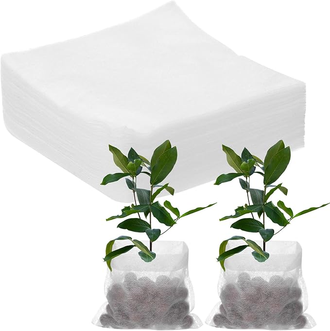 200-Pack Nursery Growing Bags, 7.9" x 7.9" Non-Woven Plant Nursery Bags, Fabric Seeding Pots Pouch for Seed Starting/Soil Transplant/Home Garden Supply [White]