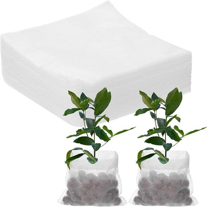 200-Pack Nursery Growing Bags, 7.9" x 7.9" Non-Woven Plant Nursery Bags, Fabric Seeding Pots Pouch for Seed Starting/Soil Transplant/Home Garden Supply [White]