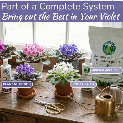 African Violet Fertilizer | Premium Liquid Plant Food for Strong Roots & Lush Blooms | Gentle, Balanced 3-3-3 Formula with Essential Micronutrients | Sea Kelp, Humic & Fulvic Acid | Made in USA | 8 oz