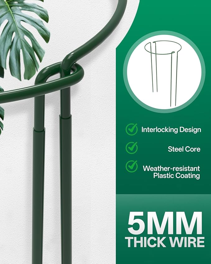 Breeze Touch 8 Pack Plant Support Stakes, 24 Inch Plant Stakes for Outdoor Plants, Peony Cage with 15 Pcs Green Lables, Peony Cages and Supports, Peonies Support Cages Flower Stakes for Plants