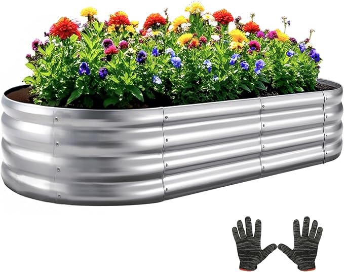 Galvanized Garden Bed kit for Vegetables/Herbs/Flowers (8X4X1)