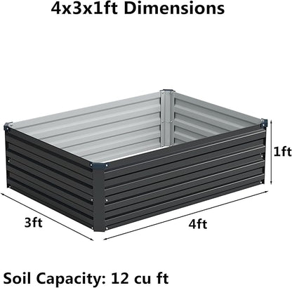 4x3x1 ft(2 Pack) Galvanized Raised Garden Bed,Outdoor Planter Box Metal Patio Kit Planting Bed for Vegetables Flowers and Succulents,Black