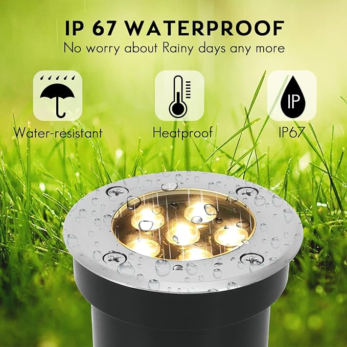 In-ground Lights Landscape Light 4 Pack 6w 12v Low Voltage LED Well Light Waterproof IP67 Pathway Lights Outdoor spotlights Trees Flags for Garden,Yard,Tree