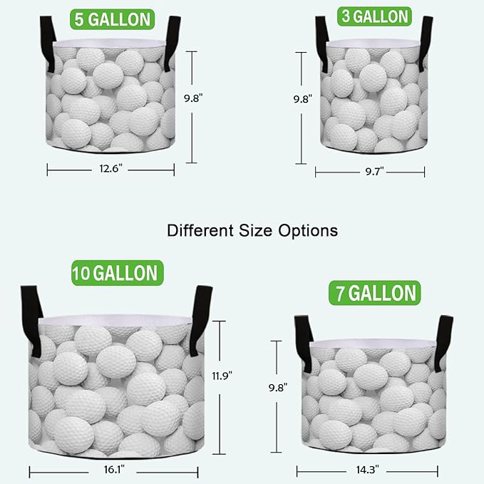 5 Gallon White Golf Balls Breathable Grow Bag Thickened Heavy Duty Plant Pot Containers with Handles for Tomato Potato Fruits Vegetables Flowers