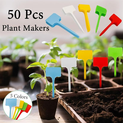 50 Pcs T-Type Plant Labels, Garden Labels Outdoor Waterproof Plastic Plant for Seedings Flower Vegetable, 5.5 * 15cm