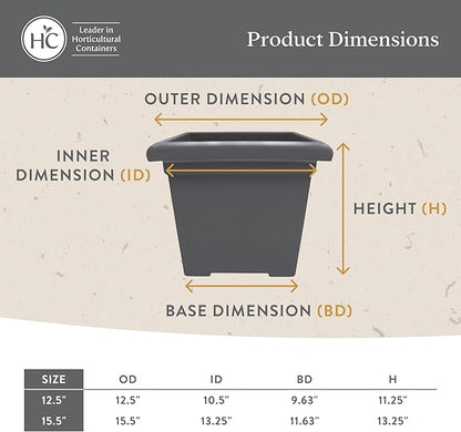 Accent Square Planter - The HC Companies 15.5-Inch Large Square Flower Box Planter for Indoor & Outdoor Flowers/Plants, Pairs w/ 15.5" Clay Accent Saucer SRO15500E35 Clay (ROS15500E35)