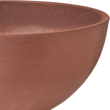 PSW Pot Collection 12x6 inch Plastic/Stone/Wood Composite Square Planter – No Drainage Hole (Drillable), Simplicity Bowl, Terra Cotta Color