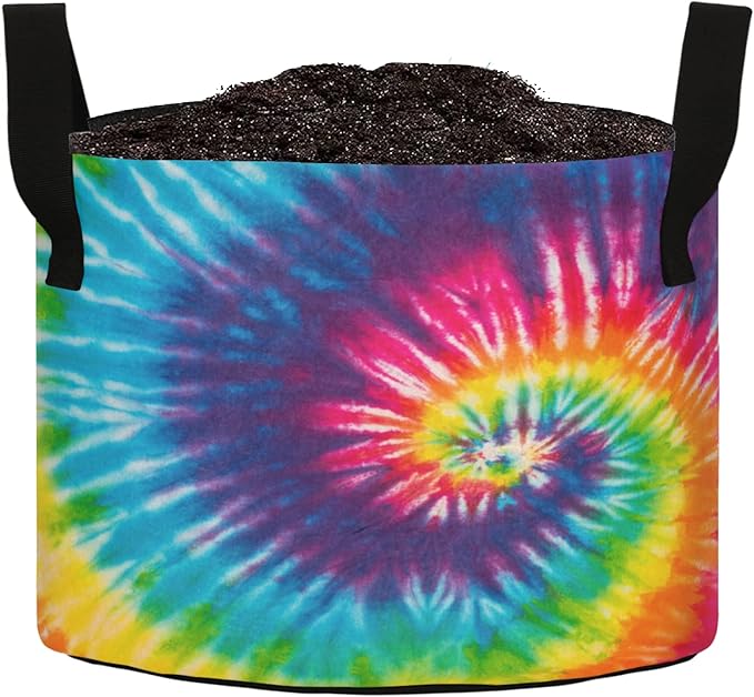 3/5/7/10 Gallon Abstract Swirl Design Tie Dye Breathable Thickened Grow Bag Heavy Duty Plant Pot Containers with Handles for Flower Potato Tomato Fruits Vegetables
