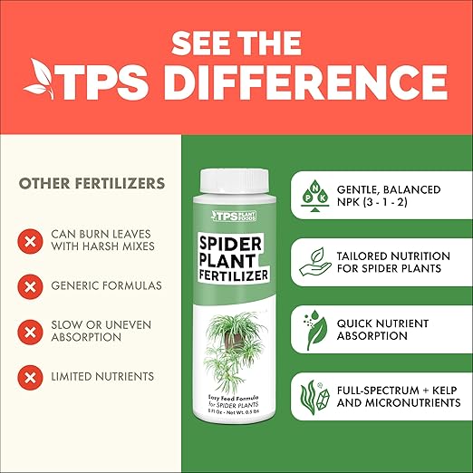 Spider Plant Fertilizer for Spider Plants, Great for Curly, Striped, and Solid Green Varieties, Liquid Fertilizer by TPS Plant Foods, 8oz (250ml)