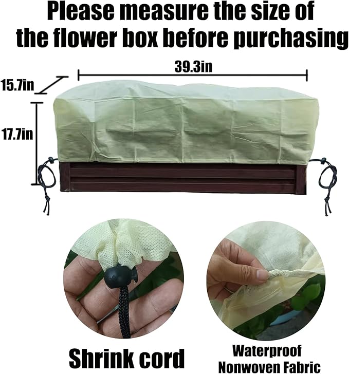 EJW Planter Cover, Plant Covers Freeze Protection,4 Pack 39.3"*17.7"*15.7" Planter Covers for Winter, Frost Cloths for Outdoor Plants, Raised Bed Covers for Winter.