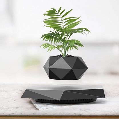 Levitating Plant Pot, Magnetic Levitation Flower Pot Suspension Floating Plant Succulents, Air Bonsai Potted Plant for Home Decoration, Living Room, Office, Desk (Black)