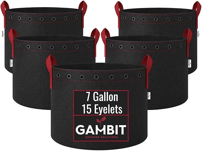 Fabric Grow Bags – 7 Gallon (5-Pack) Heavy-Duty 500G Pots with Handles & LST Rings for Vegetables, Flowers, Fruits