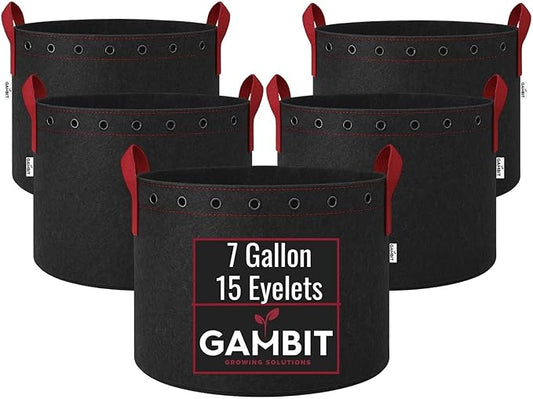 Fabric Grow Bags – 7 Gallon (5-Pack) Heavy-Duty 500G Pots with Handles & LST Rings for Vegetables, Flowers, Fruits