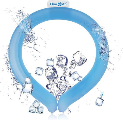 Neck Cooling Tube Reusable Ice Cooler Ring Instant Cooling Below 15°C (59°F) Portable Neck Wrap for Summer Outdoor & Indoor Use Heat Relief & Comfort (Blue)
