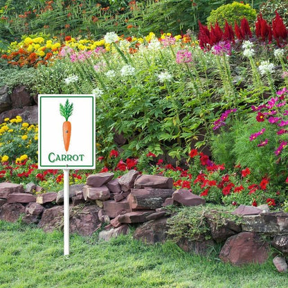 Carrot Marker Yard Sign with Stakes 8in×12in, Sturdy Aluminum Yard Signs, Plant Markers for Vegetable Flowers Plants, Plant Labels Sign, Outdoor Garden Stakes Supplies for Plant