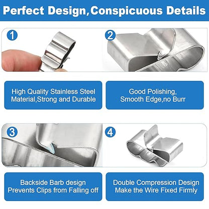 altivox 304 Stainless Steel Trailer Wire Clips 50 Pcs, Solar Panel Wire Clips Metal Wire Clamps for PV Wiring Boat Cable, Boat Trailer