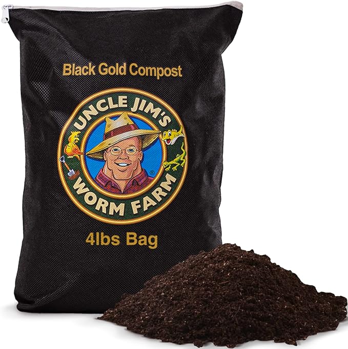 Uncle Jim's Worm Farm Black Gold Worm Castings Compost Fertilizer for Garden Soil | Red Wriggler Earthworm Casting Organic Fertilizer for Plants | Nutrient Rich Fertilizer Solutions | 4 lbs