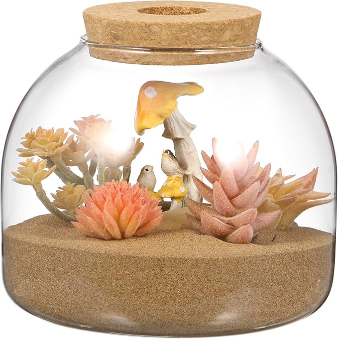 Cork Glass Bottle Containers with Lids Airtight Cookie Glass Succulent Plant Terrarium Jars Round Fish Bowl Vase Bowl with Cork for Craft