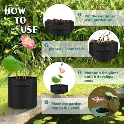6 Pcs Lily Plant Pots for Pond, 1 Gallon Aquatic Pond Planter, Breathe Reusable Grow Bags with Handles for Aquatic Plants, Water Lily, Lotus, Potato,Onion,Flowers
