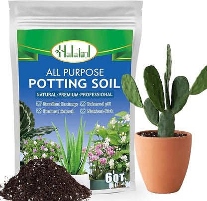 Halatool 6QT Indoor Potting Soil for Plants Orchid Potting Mix Garden Top Succulent Bonsai Soil for Aloe Vera Houseplants Flowers Vegetables & Herbs
