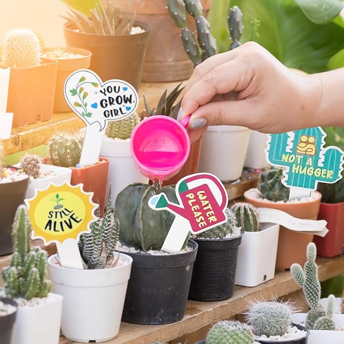 15Pcs Funny Wooden Plant Markers, Garden Plant Labels Tab Cute Patterns Plant Signs for Succulent Flowers Greenery Seedling Plants Waterproof Plant Tags for Outdoor Indoor Patio Supplies