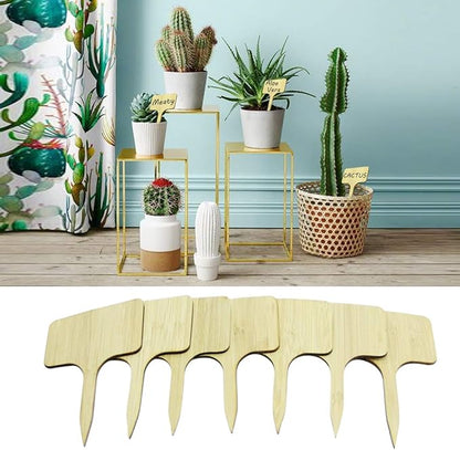 50Pcs Bamboo Plant Labels with A Marker Pen T-Type Wooden Plant Sign Tags Garden Markers for Seed Potted Herbs Flowers Vegetables 2.3 x 4 inch (50)