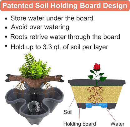 DUNCHATY Stackable Planter, Vertical Garden Planter with Wheels and Garden Tools, Strawberry Planter Indoor/Outdoor 5 Tier Herb Planter Pots for Growing Vegetables and Succulents,Dark Gray