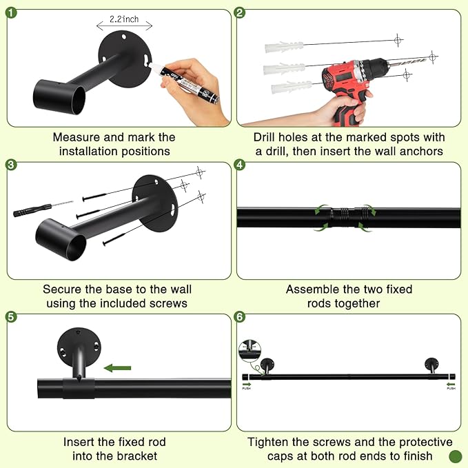 Plant Hanging Rod, 31 Inch Plant Hanger Indoor for Window Ceiling, Heavy Duty Hanging Planters for Indoor Plants, Black Wall Plants Holder, Window Plants Shelves Pot/Chain/Plant Not Included