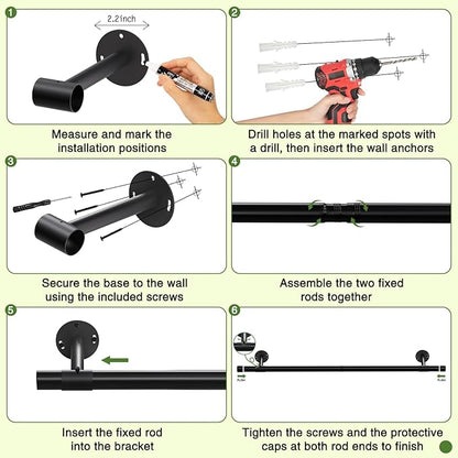 Plant Hanging Rod, 31 Inch Plant Hanger Indoor for Window Ceiling, Heavy Duty Hanging Planters for Indoor Plants, Black Wall Plants Holder, Window Plants Shelves Pot/Chain/Plant Not Included