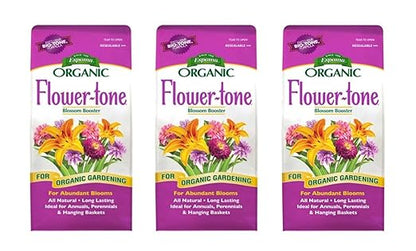 Espoma Organic Flower-Tone 3-4-5 Natural & Organic Plant Food; 4 lb. Bag; Organic Fertilizer for Flowers, Annuals, Perennials & Hanging Baskets. Blossom Booster -Pack of 3