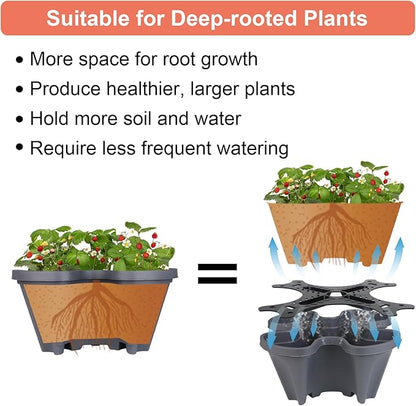 GameXcel Vertical Planter 6 Tier Stackable Planters Garden Planters Strawberry Herb Flower and Vegetable Planter Indoor Outdoor Gardening Pots with Removable Wheels and Tools