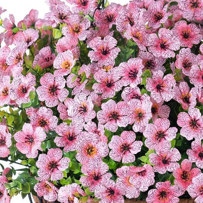 HyeFlora Artificial Fake Hanging Plants Flowers with Basket Outdoor Spring Decor, Faux Silk Pink Daisy in Pot Planter Realistic UV Resistant for Porch Home Indoor Patio Balcony Garden Yard