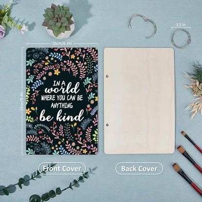 SUPERDANT Be Kind Greeting Card Holder Organizer Wooden Card Keeper Binder Planning Book Flowers Birthday Cards Keeper Photo Album Cover Graduation Wedding Planner Journal Keepsake Gifts
