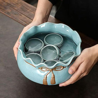 Lotus Bowl Planter, Lotus Bowls for Planting in Water Indoors, Ceramic Planters for Indoor Plants, Thickened Round Planter, for Succulent Plants Leak-Proof Design (Cornucopia)