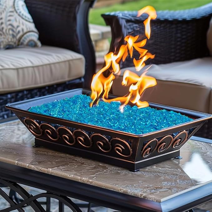 HappyFiller 1.3 LB Crushed Glass Sand Broken Pieces Stones for Crafts Project Resin Arts,Vase Fillers Candle Holder Aquarium Decor,Succulent Terrarium Pebble Rocks,Fire Pit Fireplace,Sea Blue