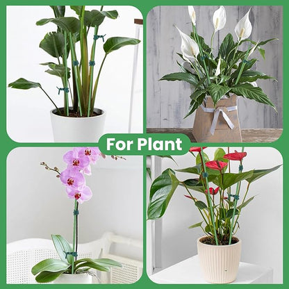 60 Pcs Plant Stakes, 16 Inch Bendable Plant Support Stakes with 60 Pcs Plant Clips, Metal Plant Sticks for Outdoor Indoor Plants Support, Potted Plants, Flowers, Orchid