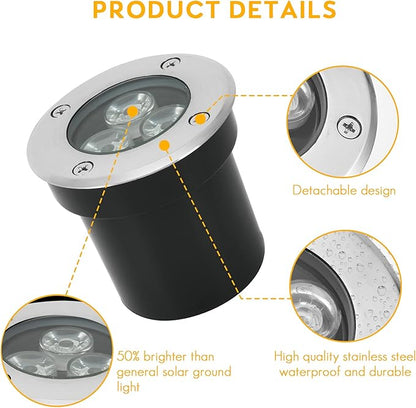 Low Voltage Landscape Lighting In-ground Light LED Well Lights 3W 12V 24V Outdoor Landscape Light Waterproof IP67 Pathway Driveway Deck Step Fence Garden Lights