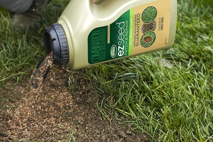 Scotts EZ Seed Patch & Repair Tall Fescue Lawns Combination Mulch, Grass Seed and Fertilizer for Bare Spots and Repair, Grows Anywhere, 3.75 lb, Brown