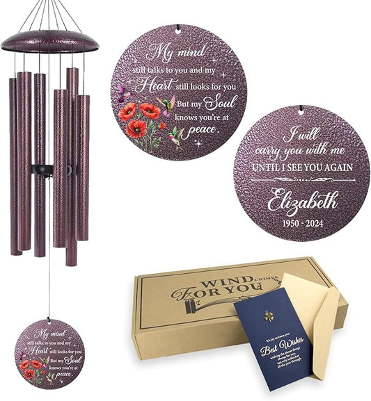 ASTARIN Personalized Memorial Wind Chime for Loss of Loved One 30/36/45 inch, Sympathy Deep Tone Wind Chimes for Mom Dad/Mother Father, Remembrance Gifts for Grief Condolence Funeral, Produced in USA
