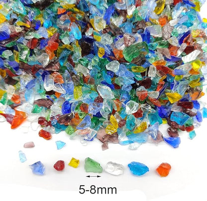 HappyFiller 1.3 LB Crushed Glass Sand Broken Fire Glass Pieces Crush Terrarium Rocks Stones for Resin Art,Crafts,Fire Pit,Succulents,Vase Fillers,Candle Holder Filler,Mixed Color