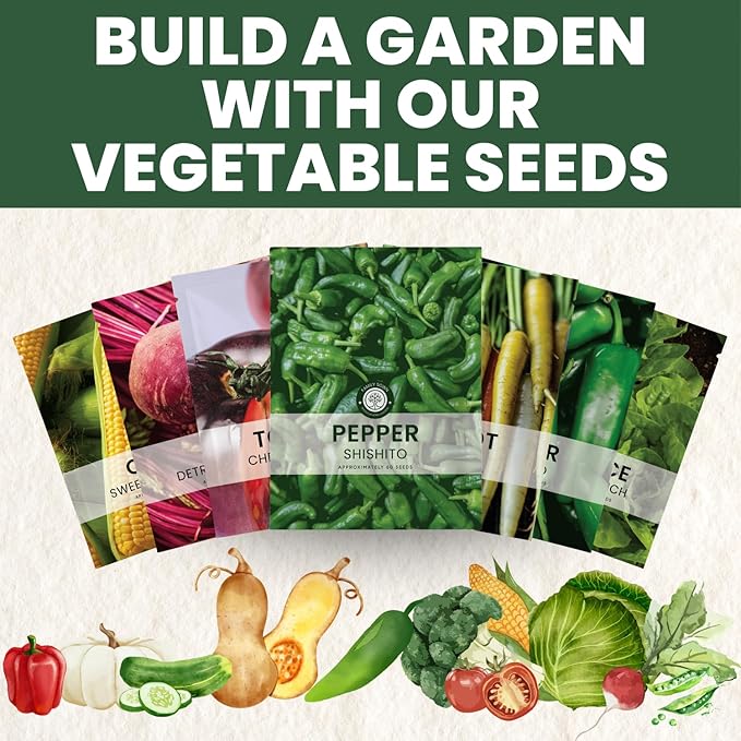 Shishito Pepper – 60 Premium Seeds for Planting – Sweet, Savory, High-Yielding Specialty Pepper for The 2026 Season – 500 Milligram Pouch