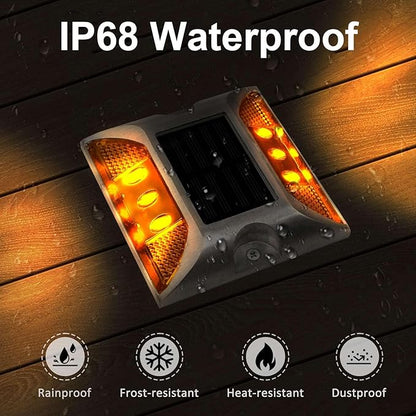 Aolyty Solar Driveway Dock Lights, IP68 Waterproof Solar Deck Light Outdoor Warning Step Lights Reflective Road Marker for Sidewalk Stair Garden Pathway Walkway (2 Pack, Green)
