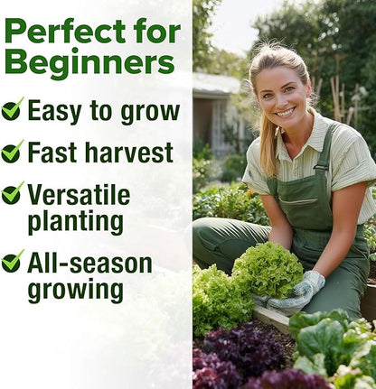 HOME GROWN 21,700+ Lettuce Seeds for Planting - 20 Heirloom Varieties, Non-GMO USA - Romaine, Butterhead, Iceberg, Leaf Lettuce, Spinach & Kale - Indoor, Outdoor & Hydroponic Garden Kit