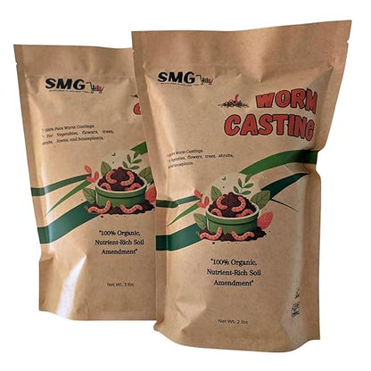 SMG Organic Worm Castings 2 lbs – 100% Pure Earthworm Compost, Nutrient-Rich Organic Soil Amendment for Indoor Plants, Vegetables, Flowers & Garden Use