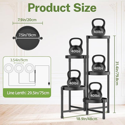 iDavosic.ly Plant Stand Indoor with Grow Light, 5 Tier Corner Metal Flower Display Holder Shelf, Easy Assembly Folding Tall Orchid Rack for Patio Balcony Porch Garden Living Room House, Black