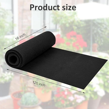 16 x 120 Inch Felt Planter Liner Roll Non-Woven Fabric Coconut Basket Liner Alternative Plant Liner Roll Black Coco Liners Roll Replacement Easy to Cut for Planter Hanging Flower Basket Window Box